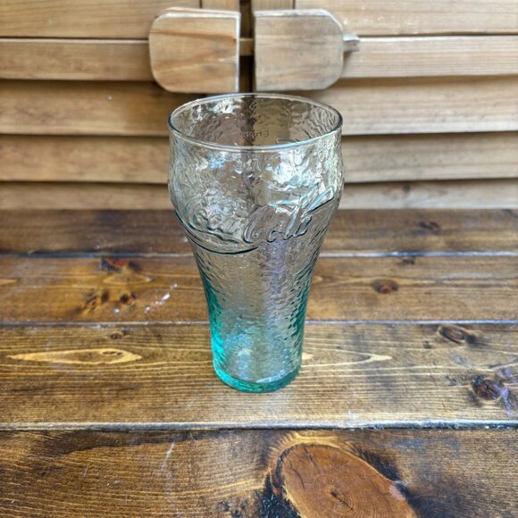Coca-Cola Textured Green Glasses – Set of 2 – Vintage Contour Style - Picture 2 of 5
